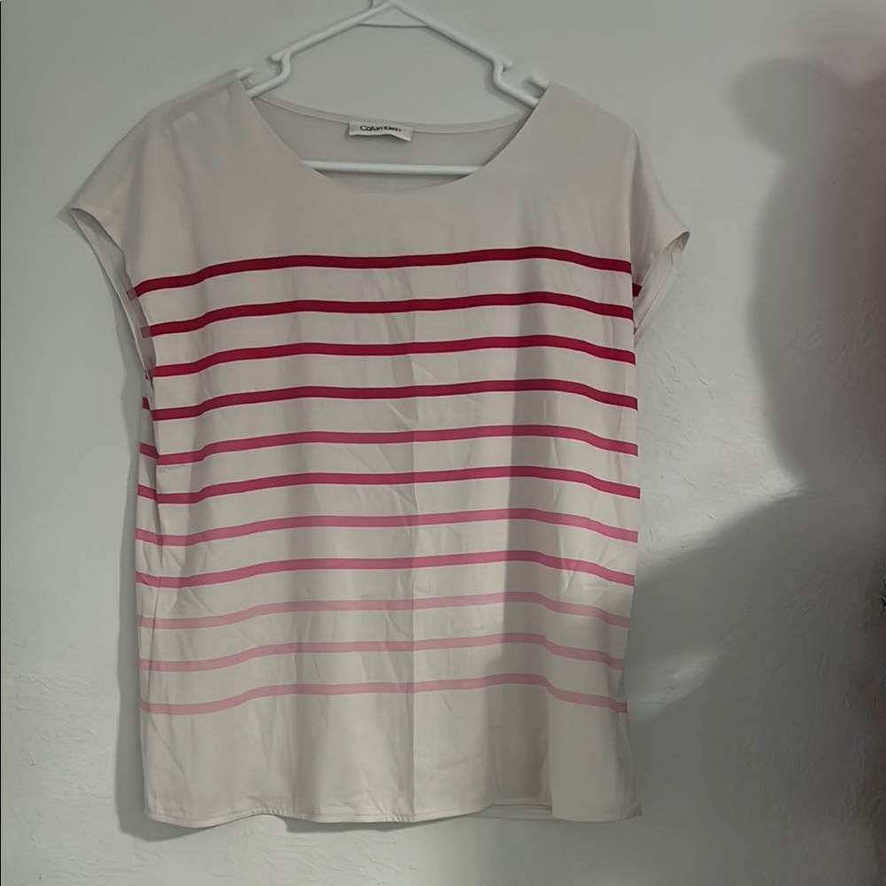 Caslon Women's Striped Top - White and Pink
